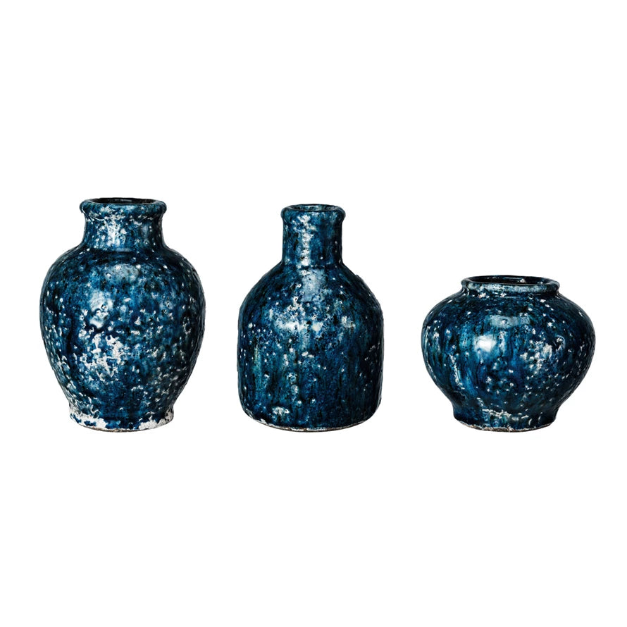 Dark Blue Decorative Terra-Cotta Vase