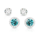 December Birthstone with CZ Halo Jacket and Clear CZ