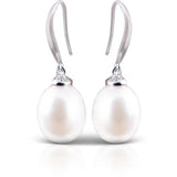 Drop Pearl Earrings - Natural White - Silver - 51076