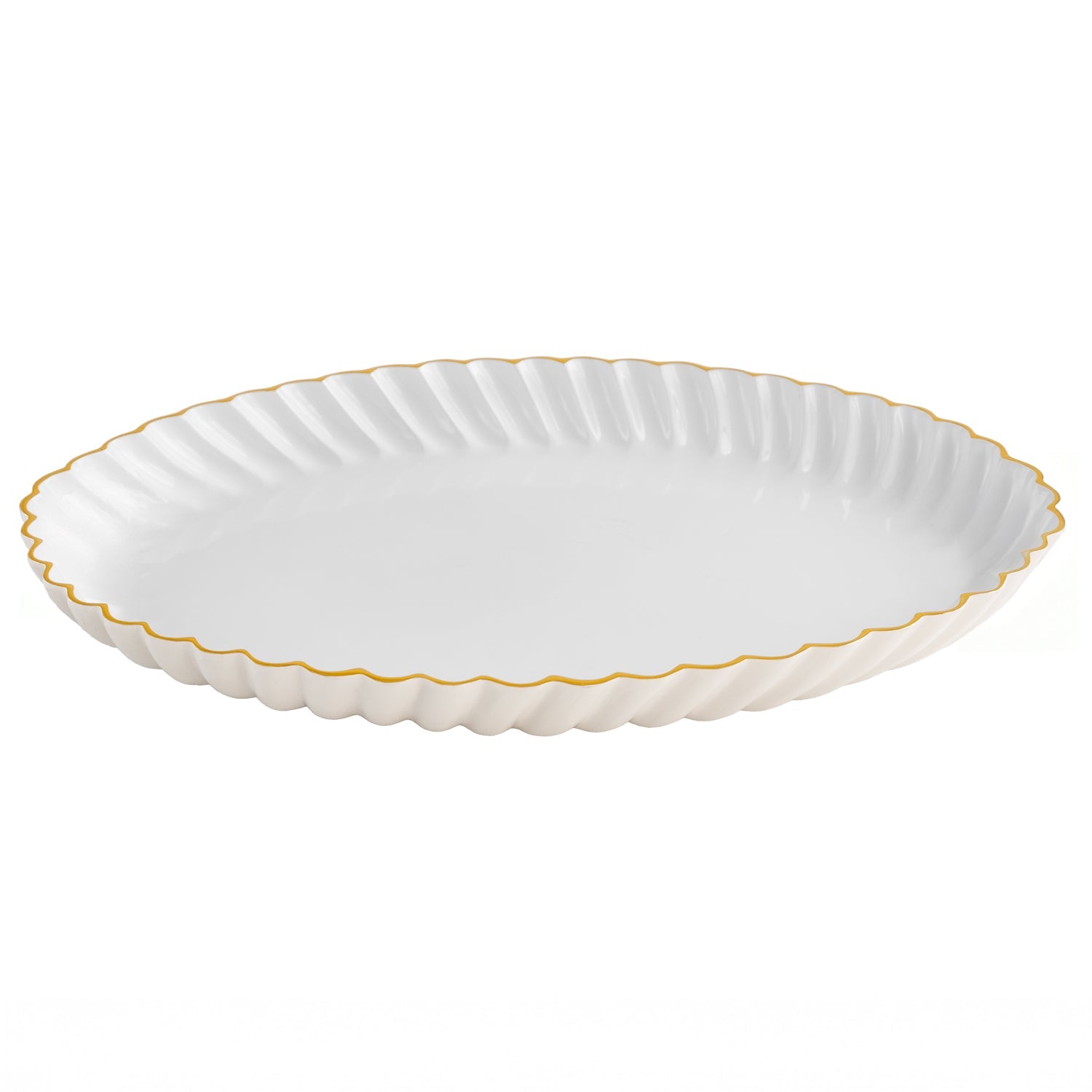 Encanto Vintage Swirl Oval Tray - Cream & White