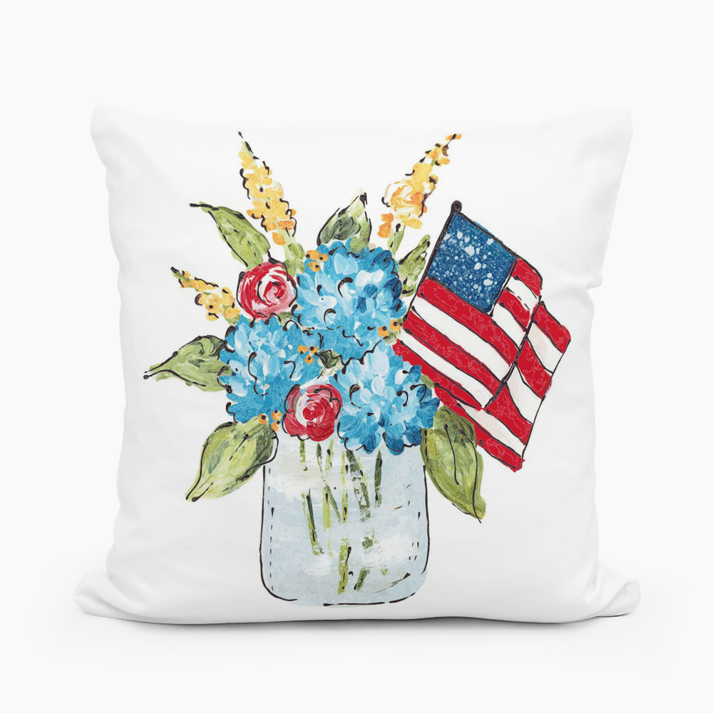 Flag Floral Jar Pillow - 18x18