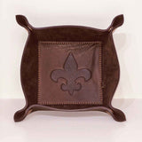 Fleur de Lis Leather Embossed Valet Tray