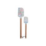Floral Pattern Silicone & Wood Spatula Set