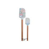 Floral Pattern Silicone & Wood Spatula Set