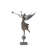 Galvanized Garden Angel w/ Trumpet 35"