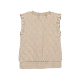 Garment Washed Quilted Vest - Beige