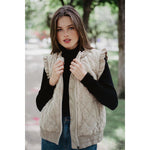 Garment Washed Quilted Vest - Beige