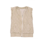 Garment Washed Quilted Vest - Beige
