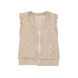 Garment Washed Quilted Vest - Beige