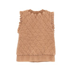 Garment Washed Quilted Vest - Brown