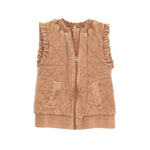 Garment Washed Quilted Vest - Brown