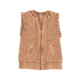Garment Washed Quilted Vest - Brown