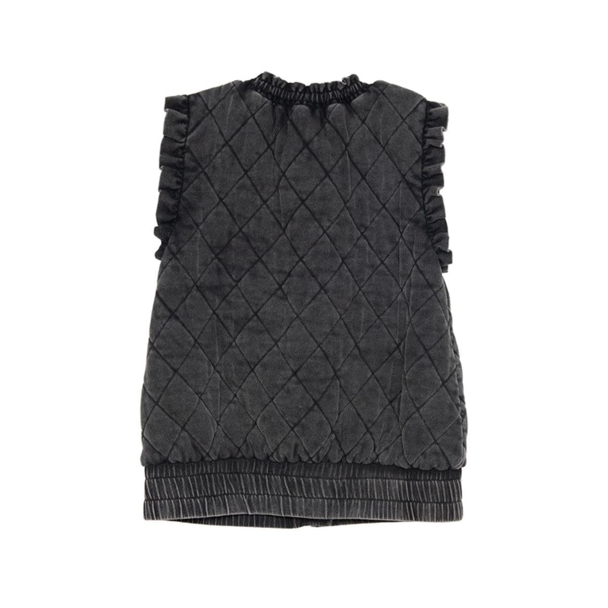 Garment Washed Quilted Vest - Charcoal