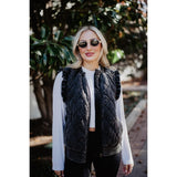 Garment Washed Quilted Vest - Charcoal