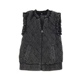 Garment Washed Quilted Vest - Charcoal