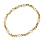 Genuine Grade Gold Ball Bracelet with Pearls