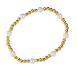 Genuine Grade Gold Ball Bracelet with Pearls