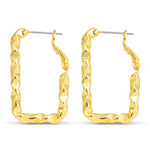 Gianna Polished Twisted Rectangle Hoop Gold Earrings - 50556