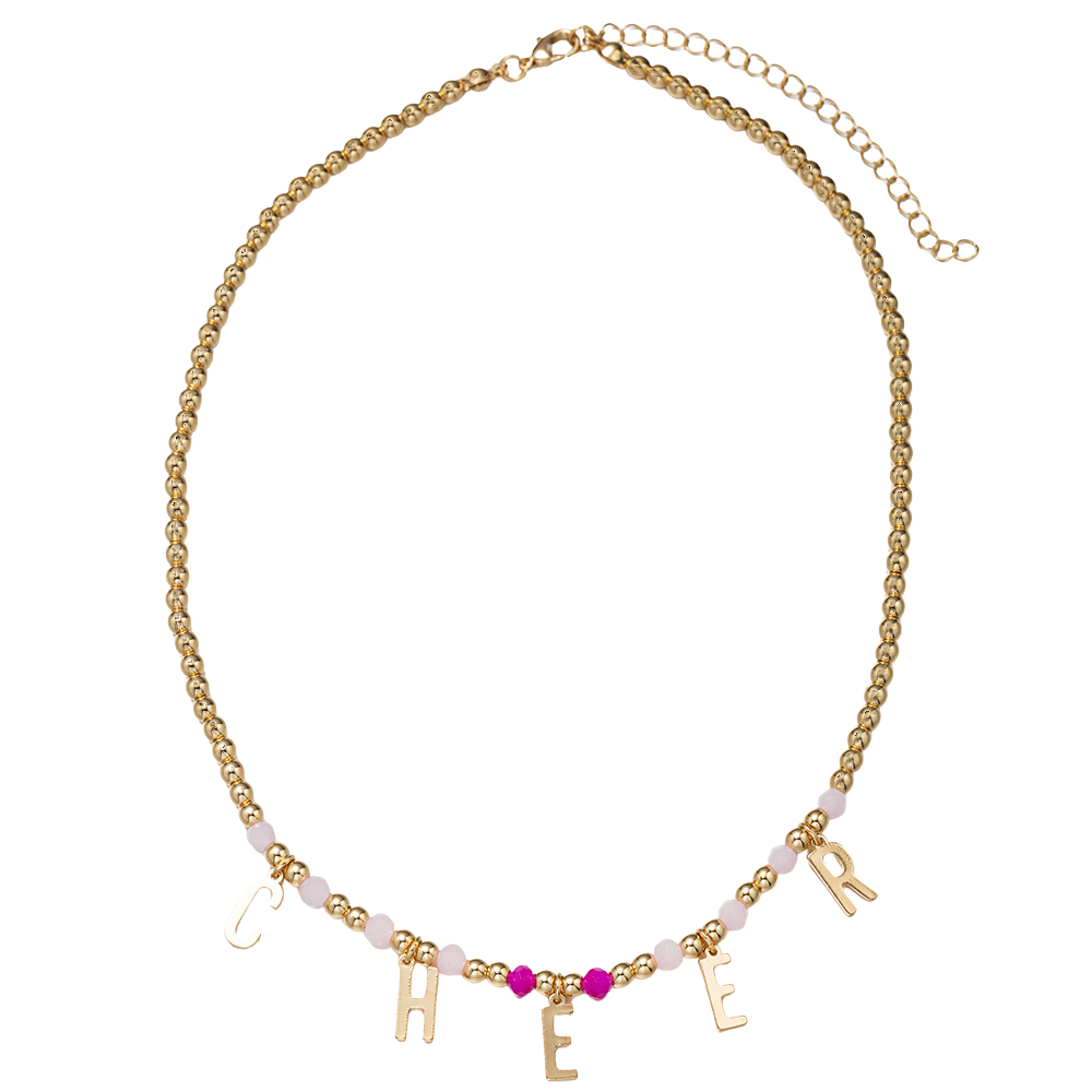 Girls Gold Beaded Charm Necklace