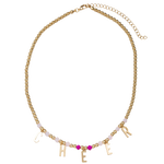 Girls Gold Beaded Charm Necklace