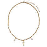 Girls Gold Beaded Charm Necklace