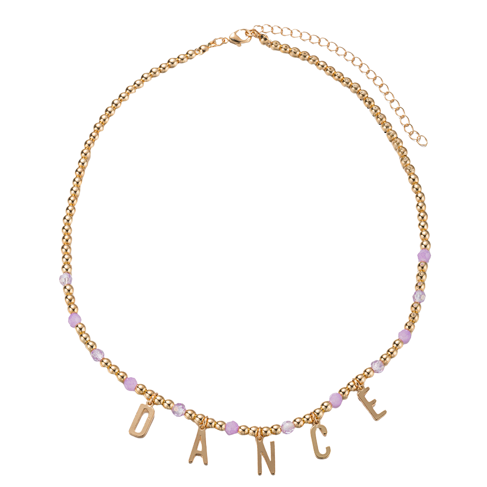 Girls Gold Beaded Charm Necklace
