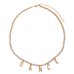 Girls Gold Beaded Charm Necklace
