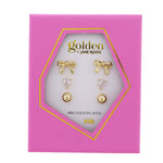 Girls Golden Happiness Earrings- 3 Pair Set