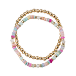 Girls Set of 2 Bracelets- Gemstone + Gold