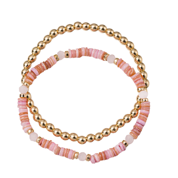 Girls Set of 2 Bracelets- Gemstone + Gold