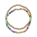 Girls Set of 2 Bracelets- Gemstone + Gold