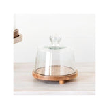 Glass Cake Dome Wood Base - 6"