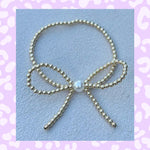 Gold Bead Bow Bracelet with Pearl