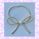 Gold Bead Bow Bracelet with Pearl
