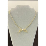Gold Bead Bow Necklace with Pearl