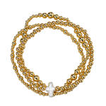 Gold Beaded Cross Bracelet Set