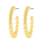 Gold Beaded Hoop Earrings - 51159