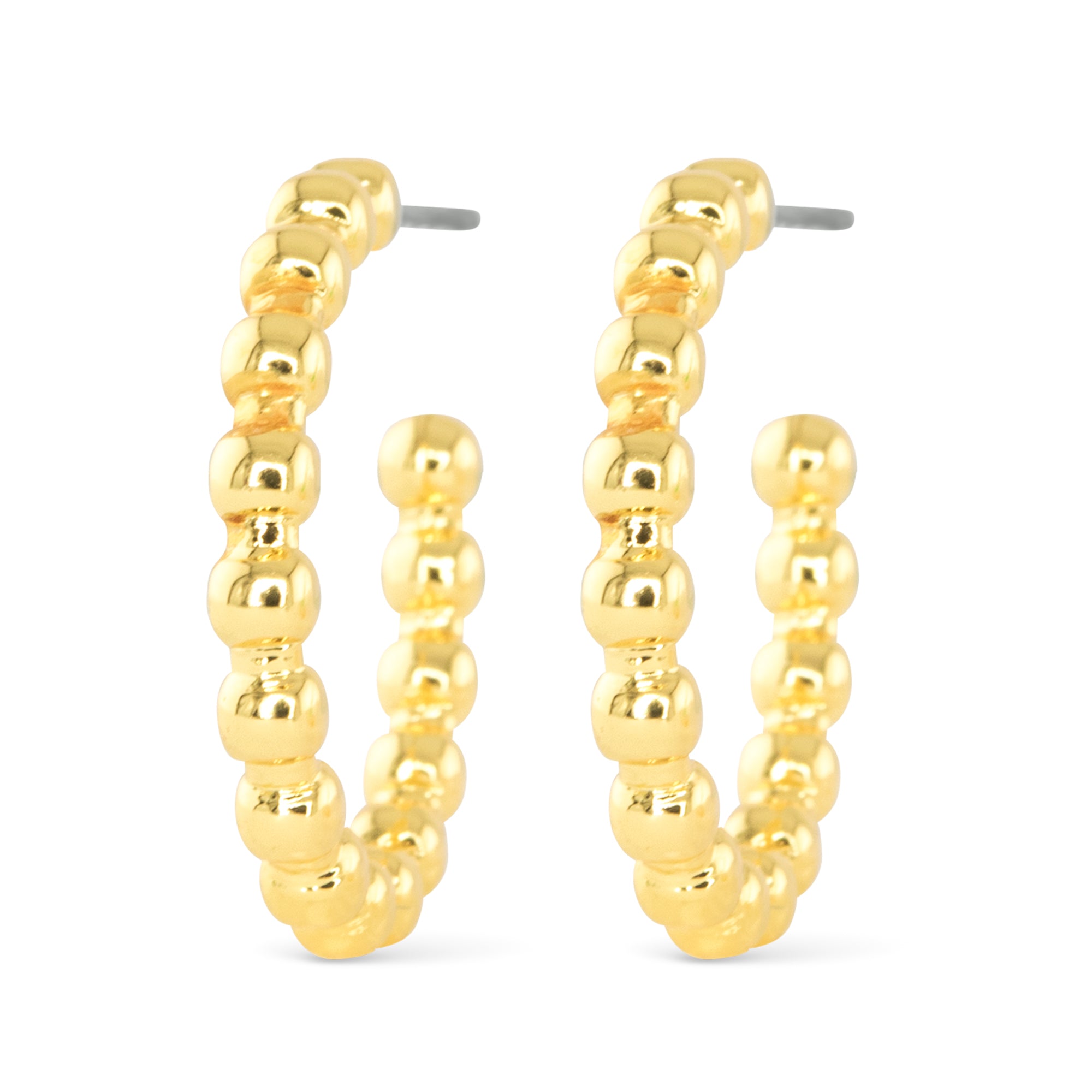Gold Beaded Hoop Earrings - 51159