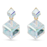 Gold CZ Clear Square Drop Earrings - 52318