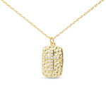Gold CZ Hammered Pendant Cross Necklace - 52176