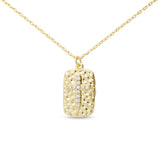 Gold CZ Hammered Pendant Cross Necklace - 52176