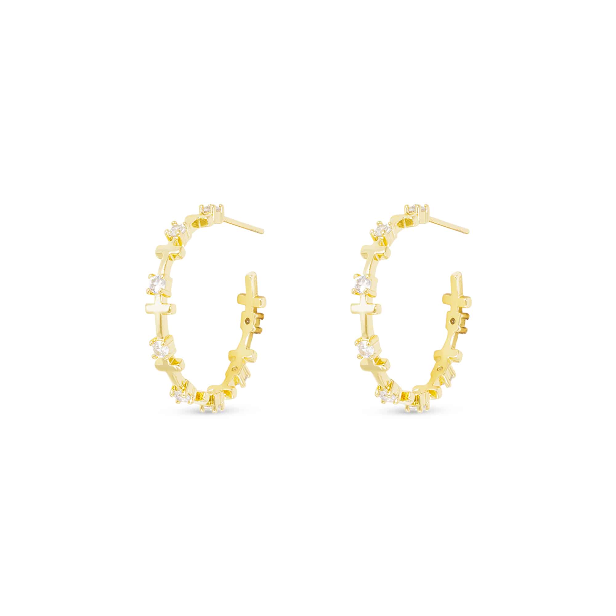 Gold CZ Infinity Cross Hoops - 52134