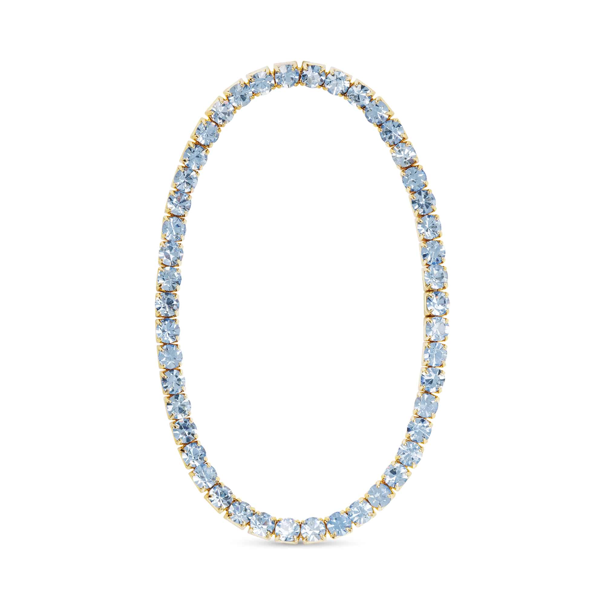 Gold CZ Light Blue Stretch Tennis Bracelet - 52467