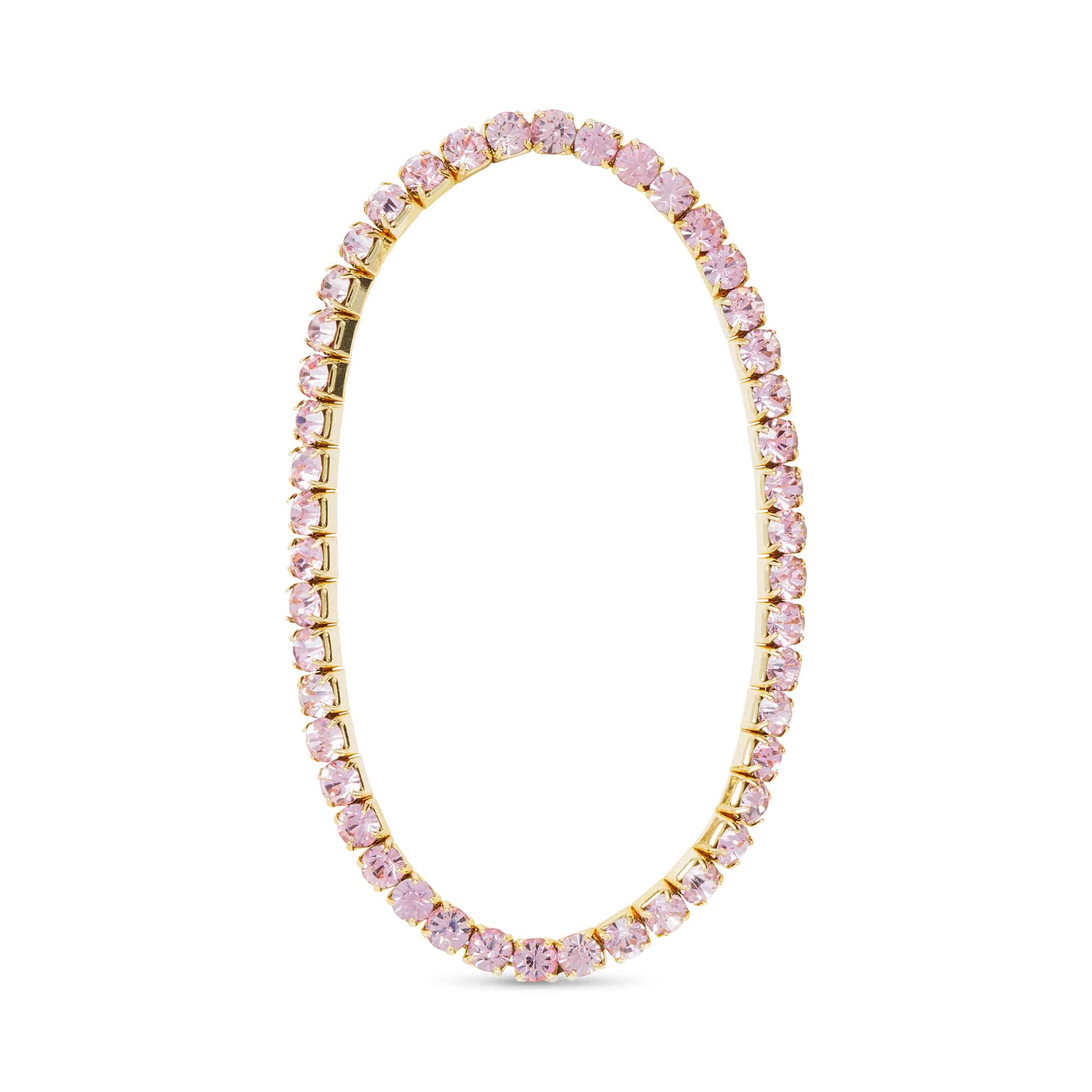 Gold CZ Light Pink Stretch Tennis Bracelet - 52469