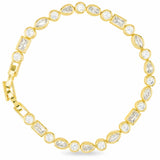 Gold CZ Multi Cut Bezel Tennis Bracelet - 51329