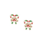 Gold Candy Cane w/ Ribbon Earrings