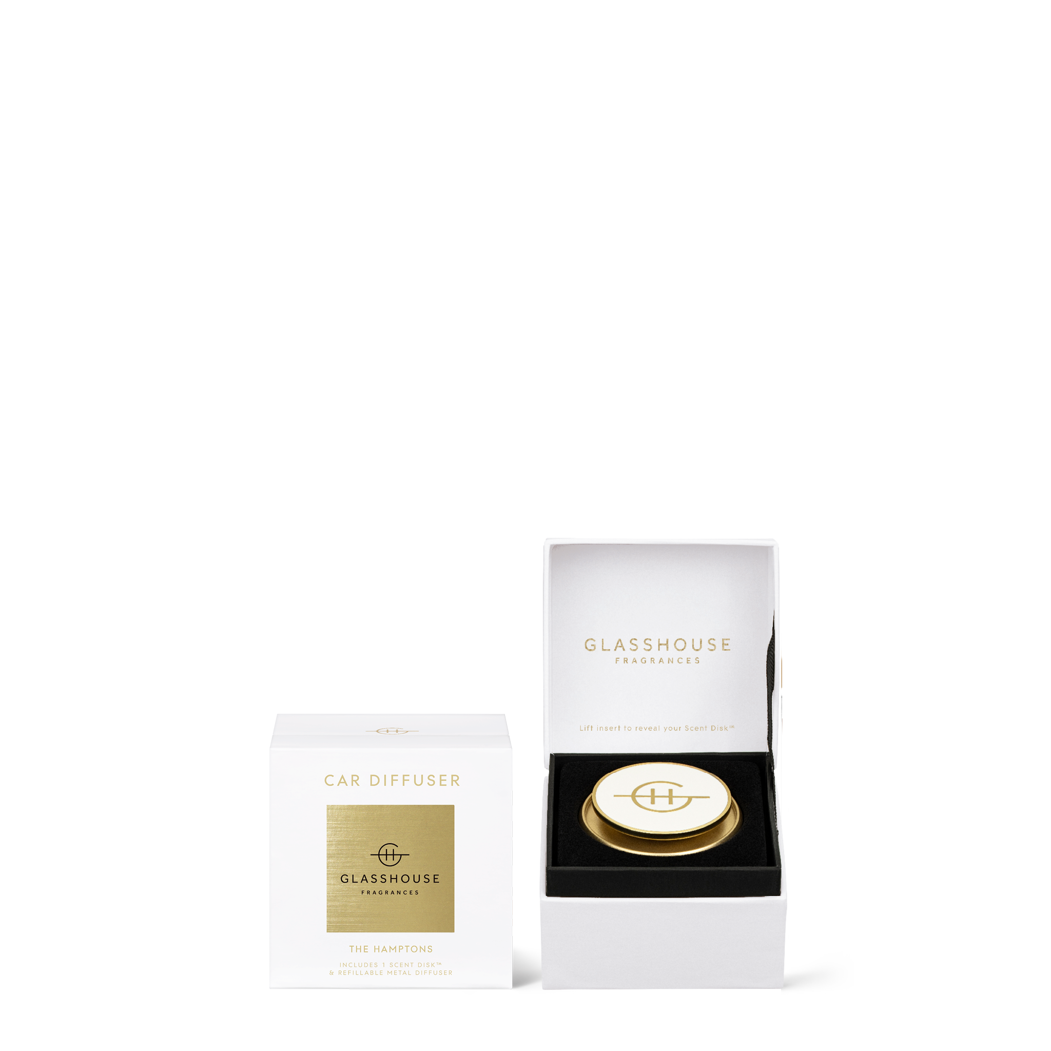 Gold Car Diffuser with 1 Replacement Scent Disk