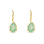 **Gold Crystal Aquamarine Large Teardrop Earrings - 52081