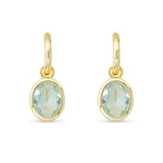 **Gold Crystal Aquamarine Oval Earrings - 52078