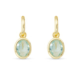 **Gold Crystal Aquamarine Oval Earrings - 52078